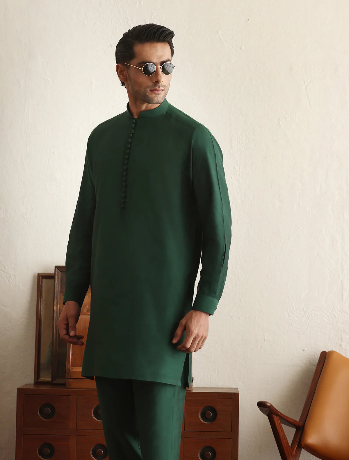 Ismail Farid Emerald Green Kurta Pyjama (DKRT123)