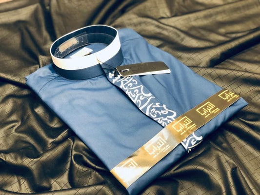 Al Turab Blue Embroidered Thobe S1019