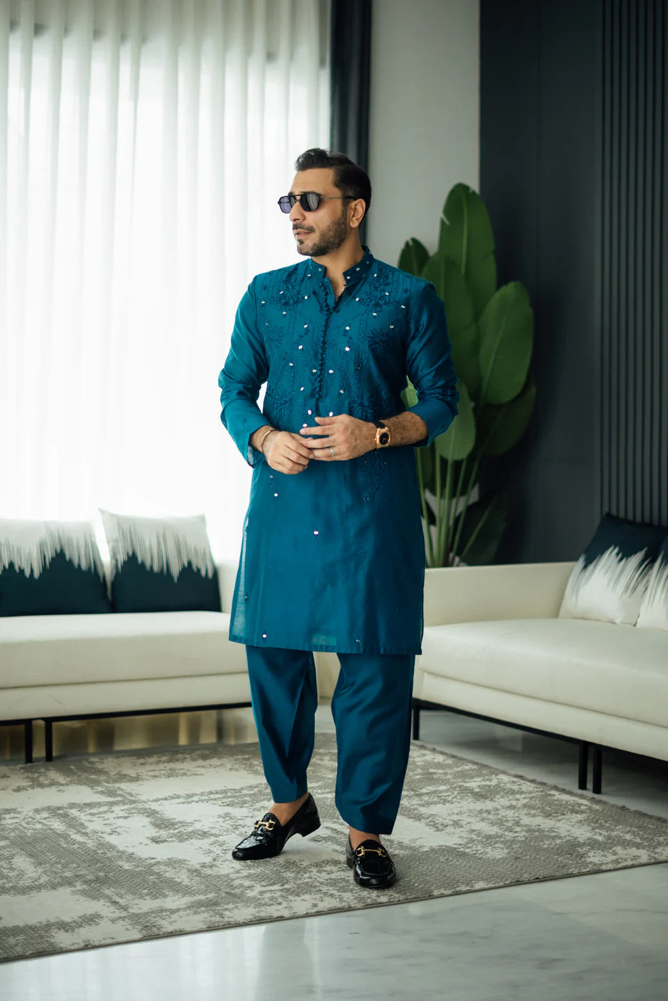 Humayun Alamgir Mirror Embossed Kurta Pyjama