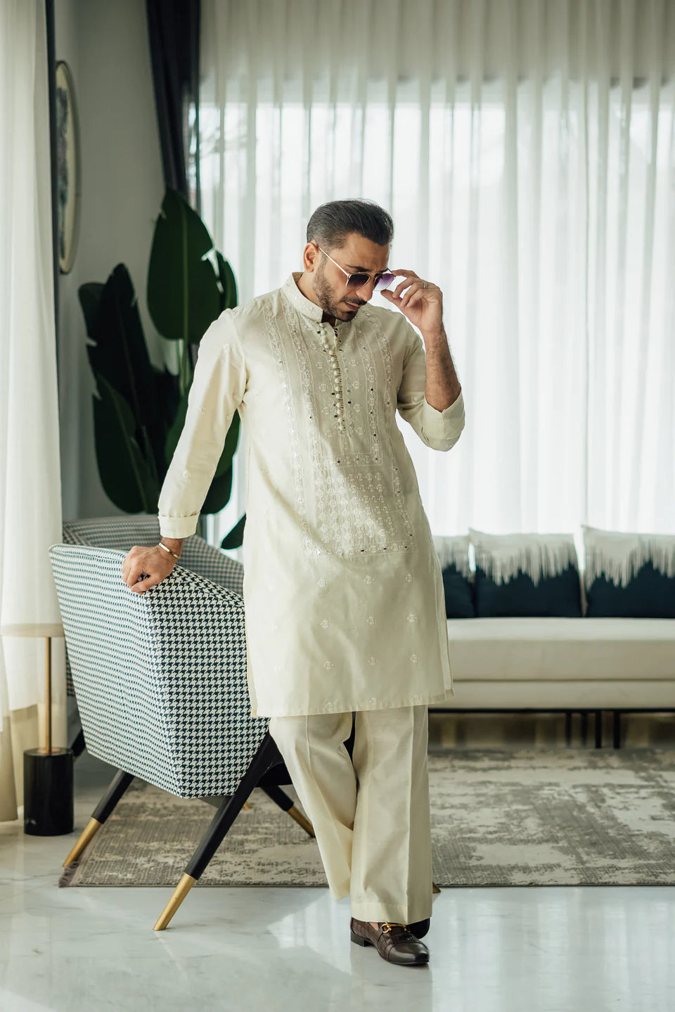 Humayun Alamgir Mirror Embossed Kurta Pyjama