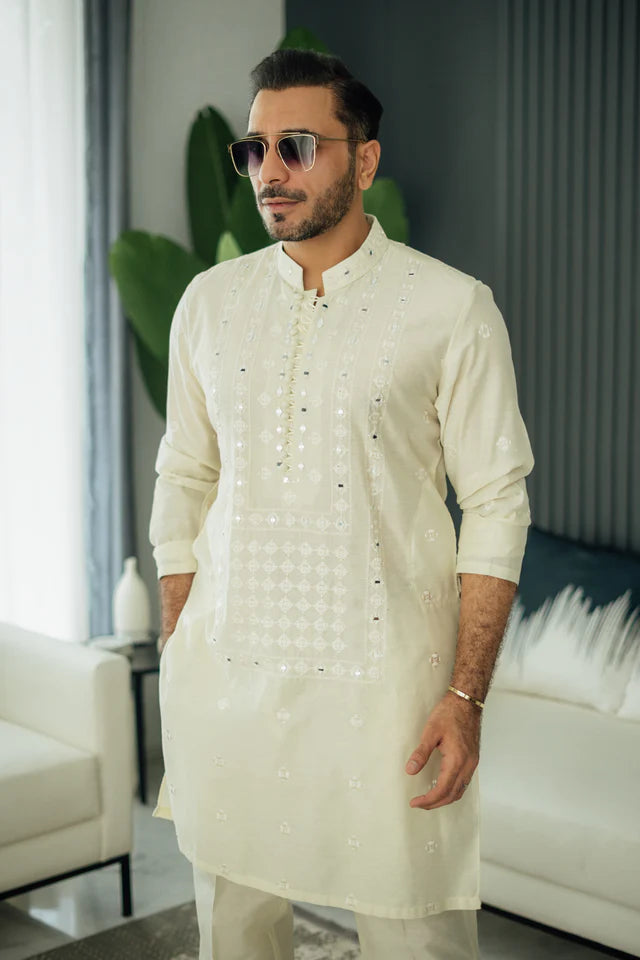 Humayun Alamgir Mirror Embossed Kurta Pyjama