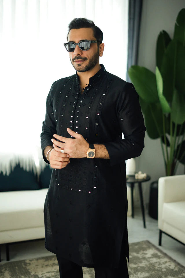 Humayun Alamgir Mirror Embossed Kurta Pyjama