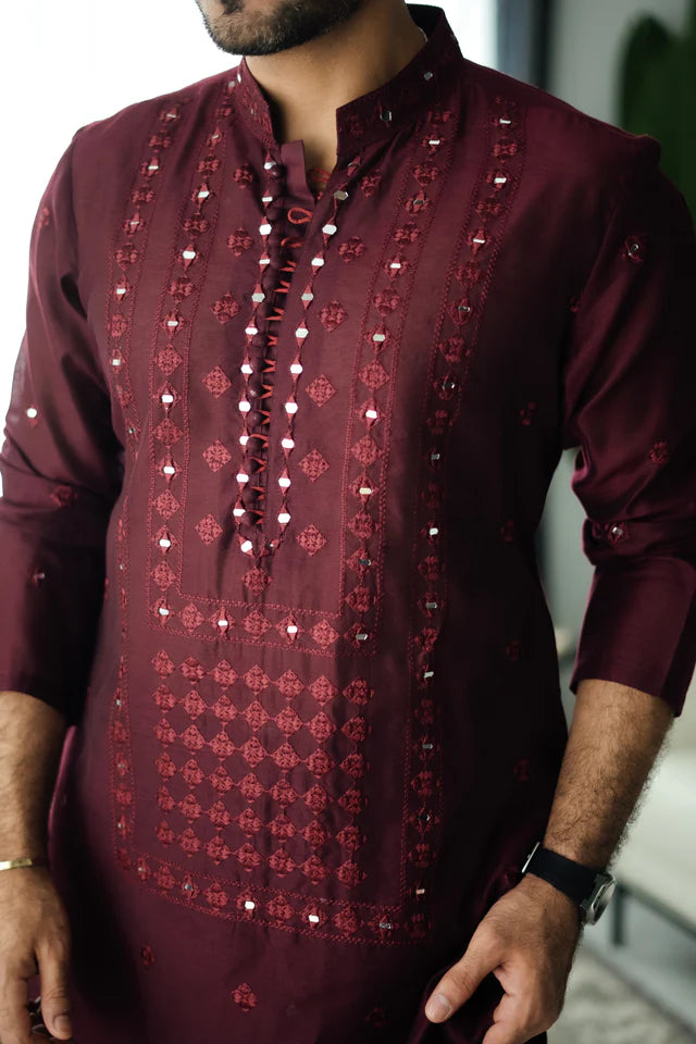 Humayun Alamgir Mirror Embossed Kurta Pyjama