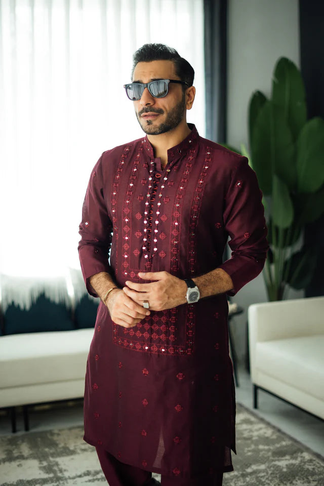 Humayun Alamgir Mirror Embossed Kurta Pyjama