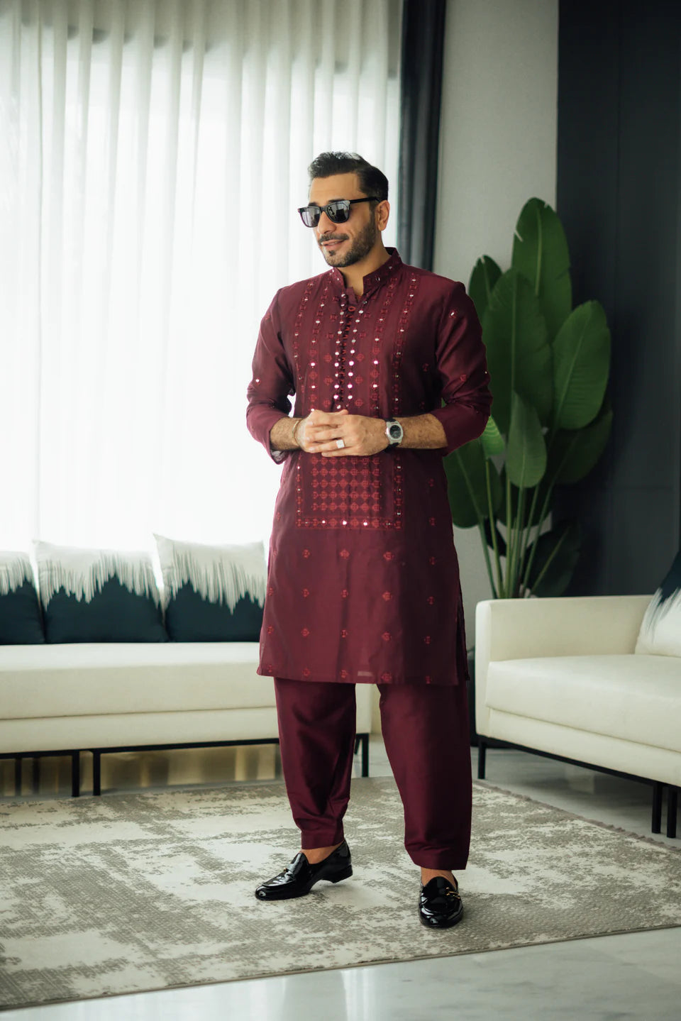 Humayun Alamgir Mirror Embossed Kurta Pyjama