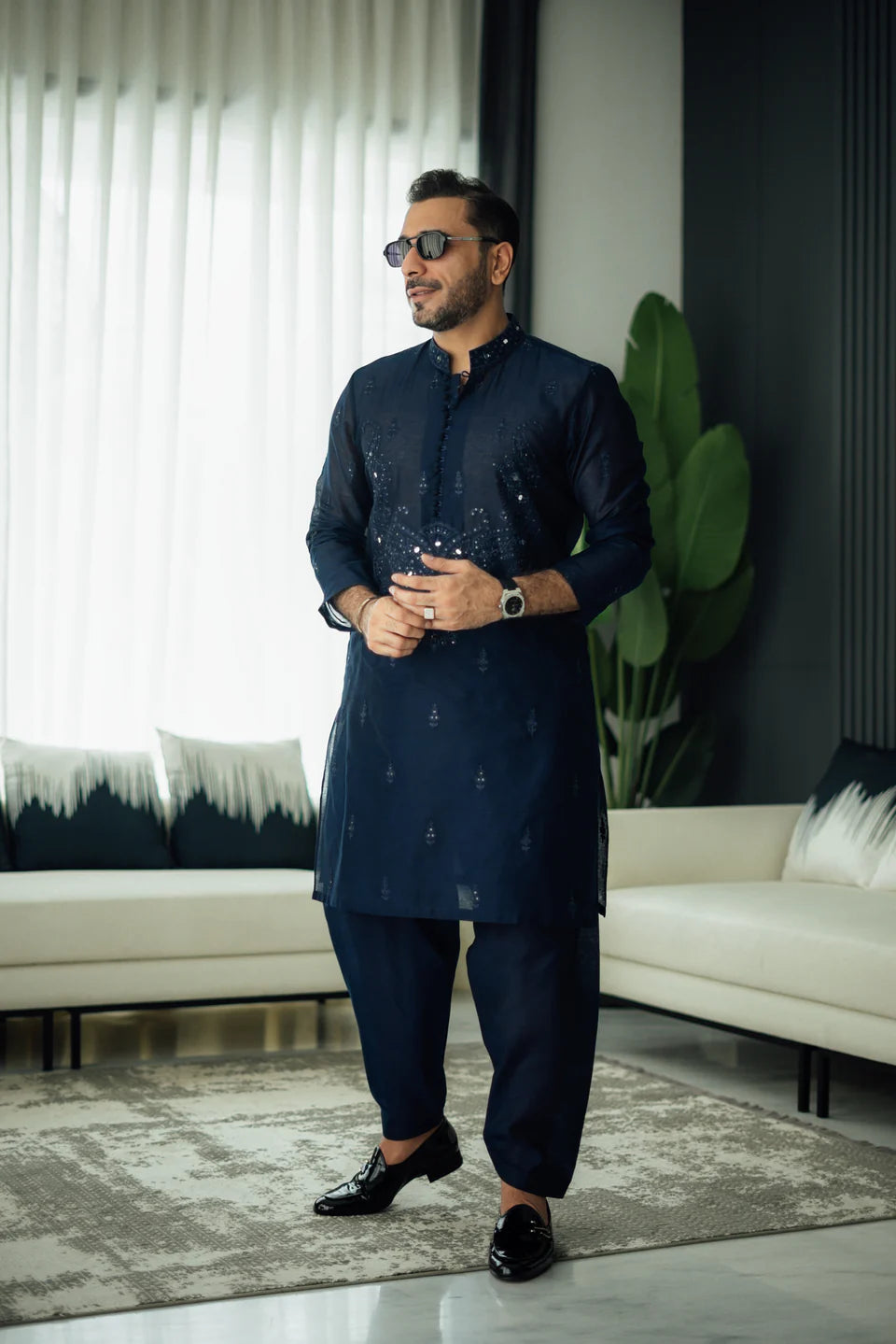 Humayun Alamgir Mirror Embossed Kurta Pyjama