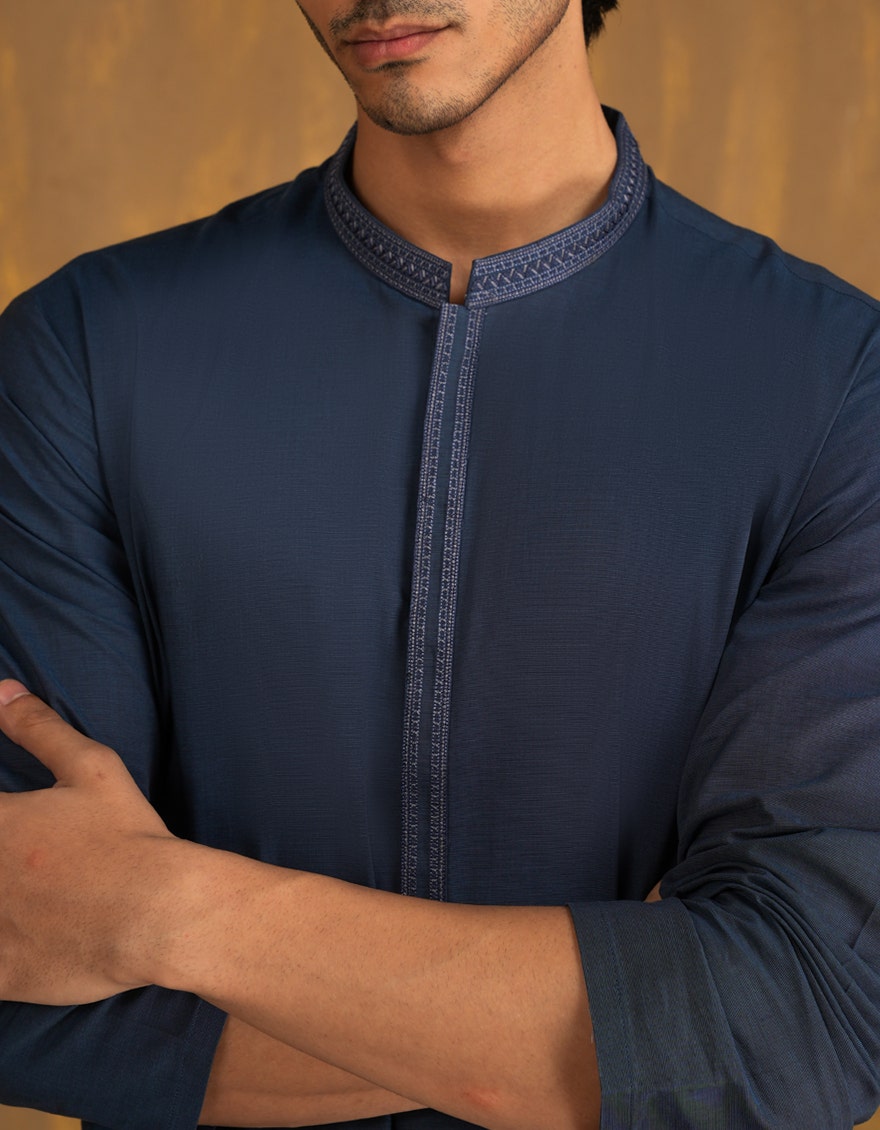 Blue Embroidered Kurta Pyjama