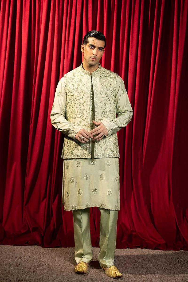 Republic By Omar Farooq Pastel Green Waistcoat