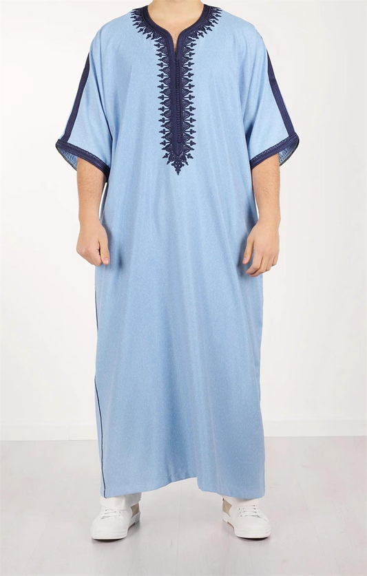 Al Turab Sky Blue Moroccan Kandora Thobe S1035