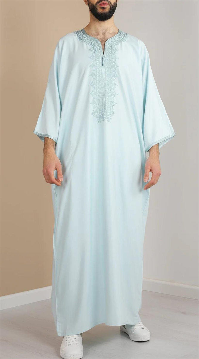 Al Turab Frosted Aqua Moroccan Kandora Thobe S1034